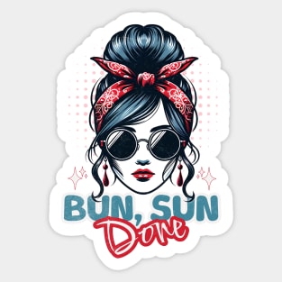 Messy Bun Mothers Funny Bun Sun Done Sticker